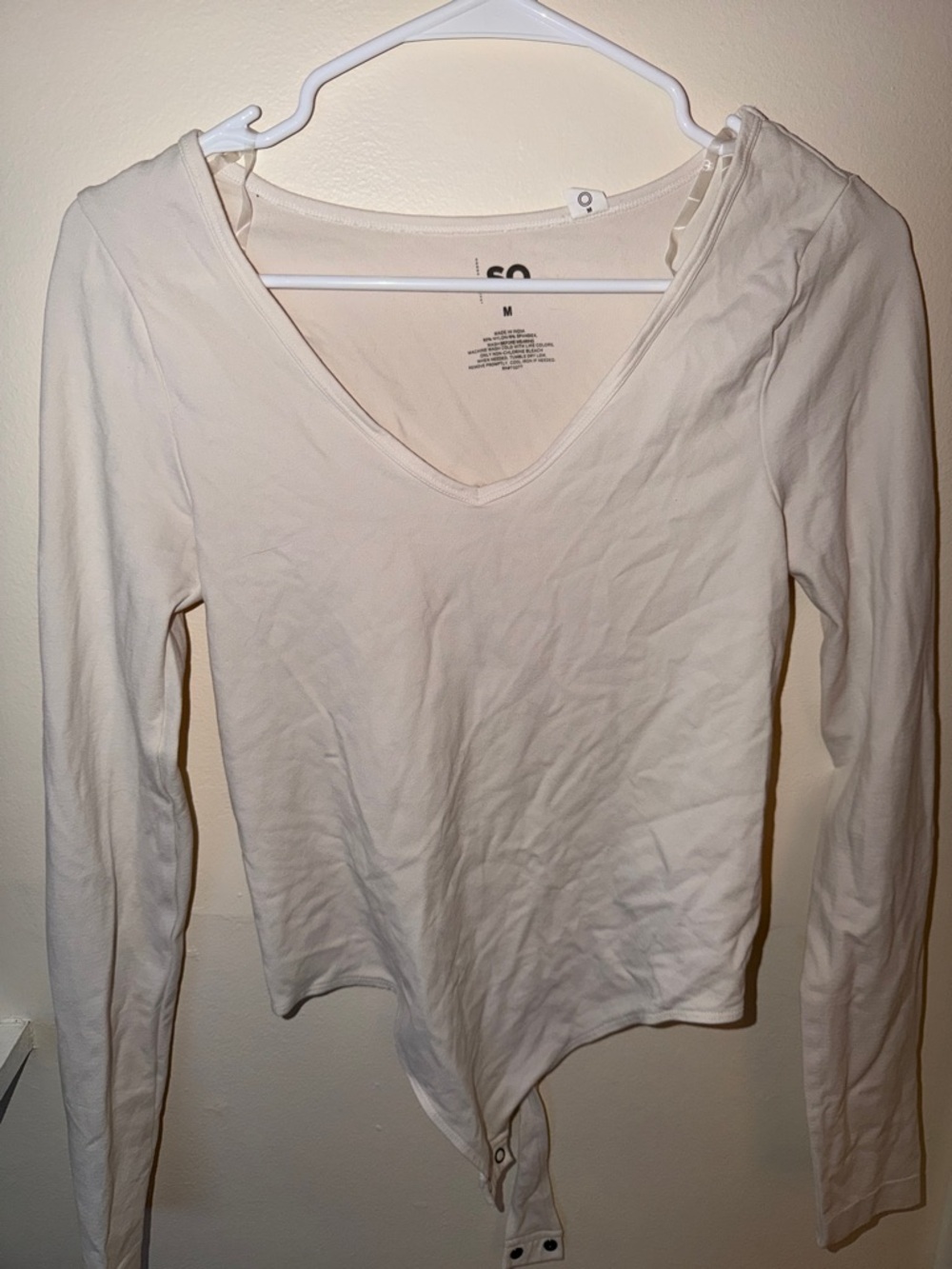 SO Cream V-Neck Long Sleeve Bodysuit